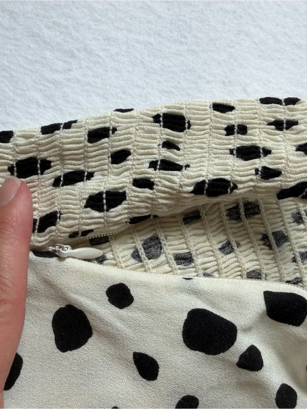 Reformation Reign Cream Black Polka Dot Puff Sleeve Smocked Top 12 Dalmation